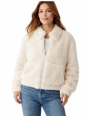 Michael Stars Ziggy Shaggy Faux Shearling Jacket Cream Medium New Without Tags!